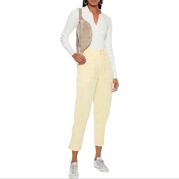 NWT Joie Mirenda Slim Crop Cargo Pants in pastel yellow Size 4 - Picture 1 of 9